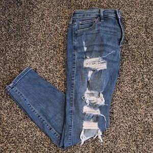 Hollister High Rise Ripped Denim Skinny Jeans